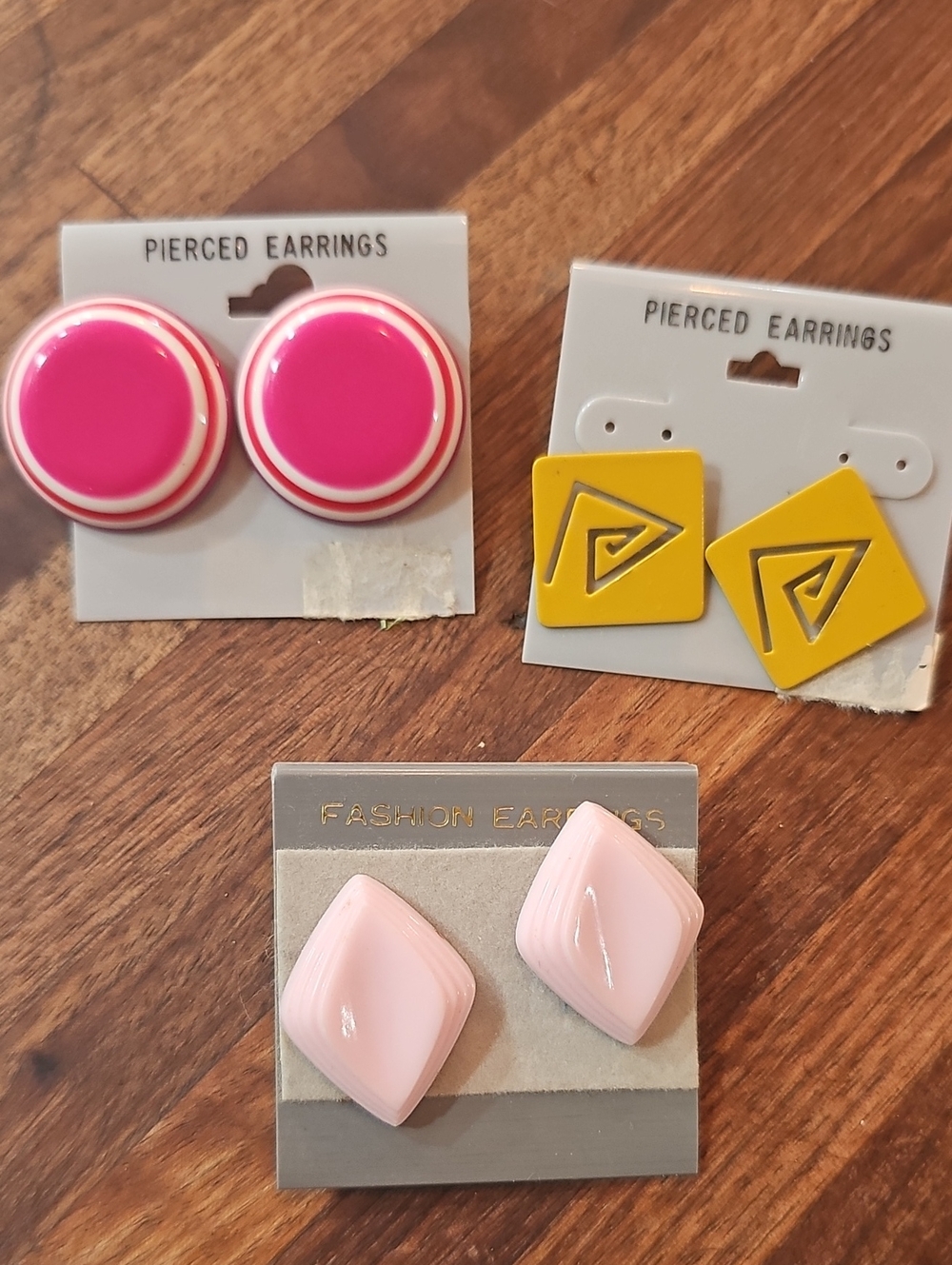 3 Sets Earrings Vintage Geometric Shape 80s Retro New Men Women